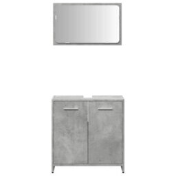 Walplus Bathroom Cabinet With Mirror Concrete Grey Engineered Wood - thumbnail 4