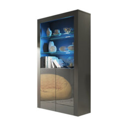 Spectrum Display Cabinet 170Cm Dark Grey With High Gloss Doors And Led Lighting - Creative Furniture - thumbnail 3