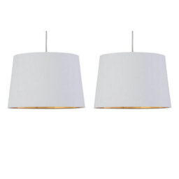 First Choice Lighting Set Of 2 Zoey White With Gold Inner Easy Fit Pendant Or Lamp Shades