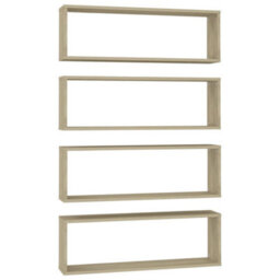 Berkfield Wall Cube Shelf 4 Pcs Sonoma Oak 80X15X26.5 Cm Engineered Wood - thumbnail 2