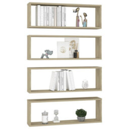 Berkfield Wall Cube Shelf 4 Pcs Sonoma Oak 80X15X26.5 Cm Engineered Wood - thumbnail 3