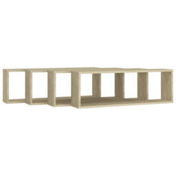Berkfield Wall Cube Shelf 4 Pcs Sonoma Oak 80X15X26.5 Cm Engineered Wood - thumbnail 4