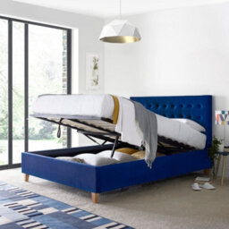 Bedmaster Kingham Blue Velvet Ottoman Bed King Size