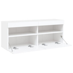 Walplus Tv Wall Cabinet With Led Lights White 100X30X40 Cm - thumbnail 8