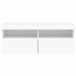 Walplus Tv Wall Cabinet With Led Lights White 100X30X40 Cm - thumbnail 9
