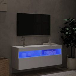 Walplus Tv Wall Cabinet With Led Lights White 100X30X40 Cm - thumbnail 4