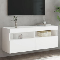 Walplus Tv Wall Cabinet With Led Lights White 100X30X40 Cm - thumbnail 1