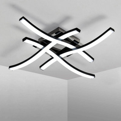 24W Modern Led Ceiling Light Black Chandeliers Cold White Bedroom Living Room - image 1