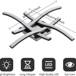 24W Modern Led Ceiling Light Black Chandeliers Cold White Bedroom Living Room - thumbnail 3