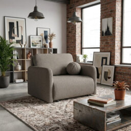 Viva Sun I Sofa Bed Chair With Sleeping Function And Bedding Storage Chipboard Frame Metal Legs 100X103X85Cm Brown - thumbnail 2