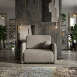Viva Sun I Sofa Bed Chair With Sleeping Function And Bedding Storage Chipboard Frame Metal Legs 100X103X85Cm Brown - thumbnail 3