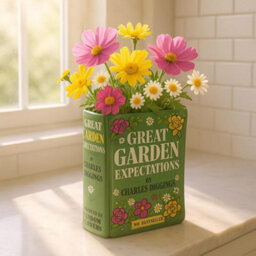 Heaven Sends Ceramic Book Vase 'great Garden Expectations', Decorative Green Book Shaped Vase For Flowers And Home Décor, Unique G - thumbnail 5