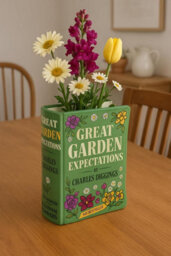Heaven Sends Ceramic Book Vase 'great Garden Expectations', Decorative Green Book Shaped Vase For Flowers And Home Décor, Unique G - thumbnail 7