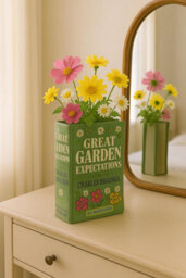 Heaven Sends Ceramic Book Vase 'great Garden Expectations', Decorative Green Book Shaped Vase For Flowers And Home Décor, Unique G - thumbnail 4