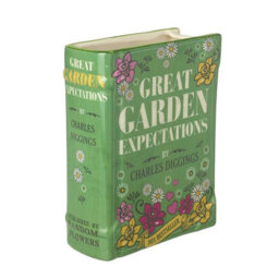 Heaven Sends Ceramic Book Vase 'great Garden Expectations', Decorative Green Book Shaped Vase For Flowers And Home Décor, Unique G