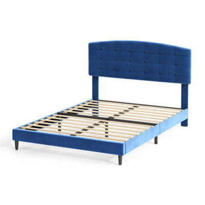 MCC Direct Velvet Upholstered Double Bed Frame With Adjustable Headboard Cheyenne - image 1