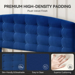 MCC Direct Velvet Upholstered Double Bed Frame With Adjustable Headboard Cheyenne - thumbnail 2