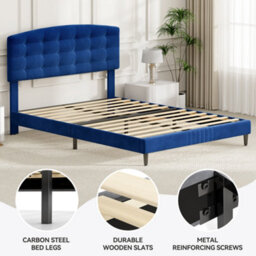 MCC Direct Velvet Upholstered Double Bed Frame With Adjustable Headboard Cheyenne - thumbnail 4
