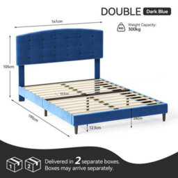 MCC Direct Velvet Upholstered Double Bed Frame With Adjustable Headboard Cheyenne - thumbnail 9