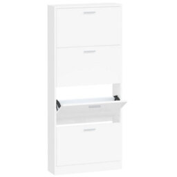 Vidaxl Shoe Cabinet White 59X17X150 Cm Engineered Wood - thumbnail 2