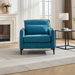 Living And Home Modern Turquoise Upholstered Accent Chair Armchair With Lumbar Pillow 80Cm (W) X 79Cm (D) X 83Cm (H) - thumbnail 2