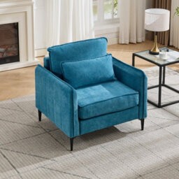 Living And Home Modern Turquoise Upholstered Accent Chair Armchair With Lumbar Pillow 80Cm (W) X 79Cm (D) X 83Cm (H)