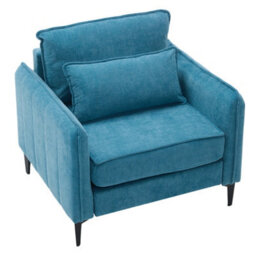 Living And Home Modern Turquoise Upholstered Accent Chair Armchair With Lumbar Pillow 80Cm (W) X 79Cm (D) X 83Cm (H) - thumbnail 3