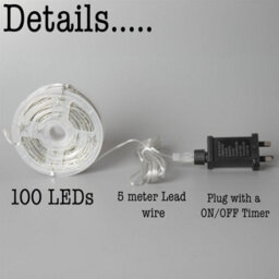 Shatchi 10M Cool White 100 Led String Lights 8 Modes Auto Timer Fairy Lights - Flexible Indoor-Outdoor - thumbnail 6