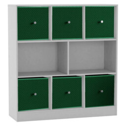 Urbn-Living White, Green - Asymmetrical 8 Cube Bookcase Unit W/ 6 Drawer Inserts - thumbnail 1