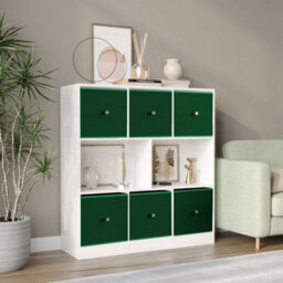 Urbn-Living White, Green - Asymmetrical 8 Cube Bookcase Unit W/ 6 Drawer Inserts - thumbnail 2
