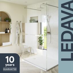 GoodHome Ledava Gloss Chrome Effect Mirrored Strip Walk-In Shower Panel & 2 Fixation Bars (H)195Cm (W)120Cm - thumbnail 7