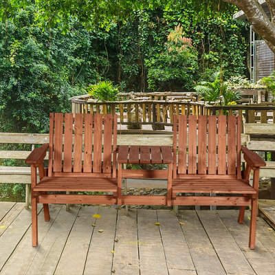 Outsunny 2-Seater Garden Bench Patio Antique Loveseat With Armrest, Steel Orange - image 1