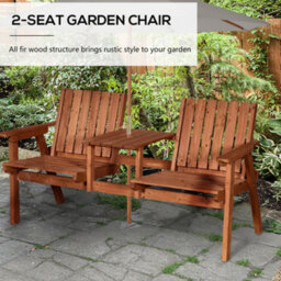 Outsunny 2-Seater Garden Bench Patio Antique Loveseat With Armrest, Steel Orange - thumbnail 4