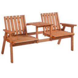 Outsunny 2-Seater Garden Bench Patio Antique Loveseat With Armrest, Steel Orange - thumbnail 2