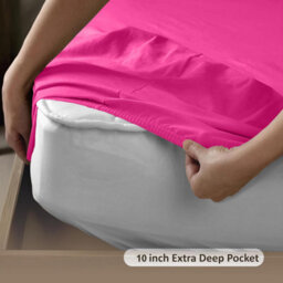 Bedlooms Double Fitted Sheet 25Cm Extra Deep - Soft Microfiber Deep Pocket Elasticated Bed Fitted Sheets Pink, 137X190 Cm - thumbnail 4