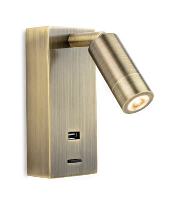 Luminosa Lighting Luminosa Clifton Led Wall Reading Light & Usb Port Antique Brass