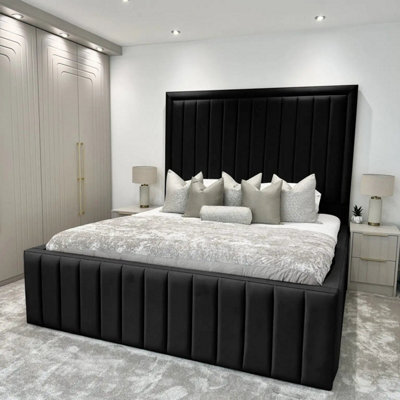 UKBEDFURNITURE Hampton Plush Velvet Upholstered Bed Frame Only - Blackboard - image 1