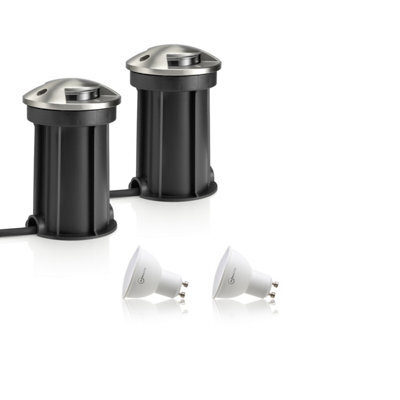 Auraglow Ip67 Anti-Dazzle Stainless Steel Gu10 Deck Light - Warm White - 2 Pack - image 1