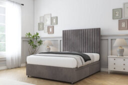 "Sloomy Manhattan Slate Naples Divan Bed Base 2 Drawers Same Side With 54"" Floor Standing Headboard 6' Super King" - thumbnail 3