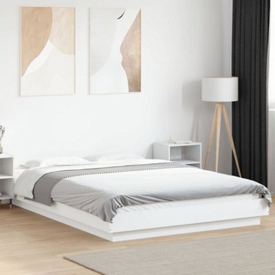 Berkfield Bed Frame With Led Lights Without Mattress White 140X190Cm - image 1