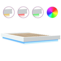 Berkfield Bed Frame With Led Lights Without Mattress White 140X190Cm - thumbnail 8
