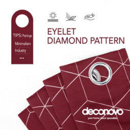 Deconovo Home Decoration Blackout Curtains, Diamond Printed Eyelet Thermal Imsulated Curtains, W52 X L63 Inch, Red, One Pair - thumbnail 3