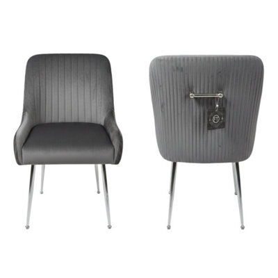 Home Luxe Interiors Set Of 2 Marco Dining Chair Brushed Velvet Grey - image 1