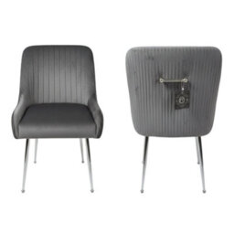 Home Luxe Interiors Set Of 2 Marco Dining Chair Brushed Velvet Grey - thumbnail 1