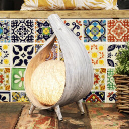 Greywash Coconut Lamp Wrapover Natural Decorative Lighting - thumbnail 3