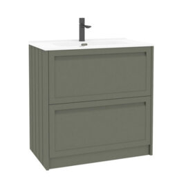 Royal Bathrooms Elmore 800mm Traditional Floor Standing 2 Drawer Cabinet Bathroom Vanity Unit With Ceramic Basin Sink - Matt Green - thumbnail 6