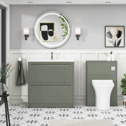 Royal Bathrooms Elmore 800mm Traditional Floor Standing 2 Drawer Cabinet Bathroom Vanity Unit With Ceramic Basin Sink - Matt Green - thumbnail 4