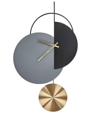 Wyld And Coco Aurora Clocks Wall Clock - Minimalist Grey Black Gold Pendulum, 32 X 60 Cm - image 1