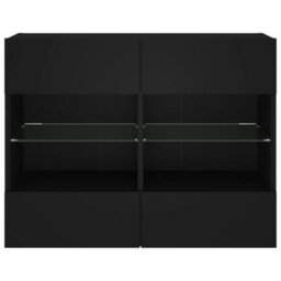 Walplus Tv Wall Cabinet With Led Lights Black 78.5X30X60.5 Cm - thumbnail 7