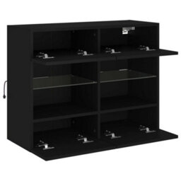Walplus Tv Wall Cabinet With Led Lights Black 78.5X30X60.5 Cm - thumbnail 8
